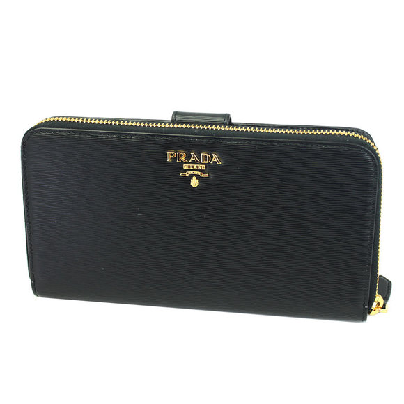 Prada NERO Leather Long Zip Wallet Black - Picture 1 of 3